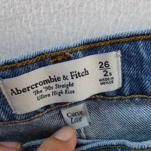 Abercrombie & Fitch Curve Love 90s Straight Ultra High‎ Rise Jeans Blue 26/2S thumbnail 3