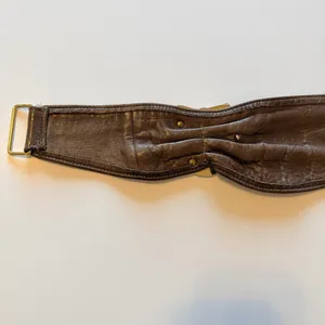 Handmade 90s Vintage asymmetric waist belt, buttery soft leather, brown, snaps closure, S thumbnail 4