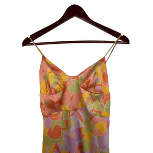 Runaway The Label Tammy Midi Dress S Floral Orange Yellow Satin Slit Retro New‎ thumbnail 3