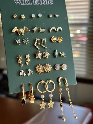 Wild Fable Celestial Earring 18pc Set Gold Sun Moon Star Butterfly NWT thumbnail 3