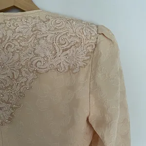 Rina Di Montella silk vtg sz 6 pastel‎ cream prom dress padded shoulder jacket thumbnail 9