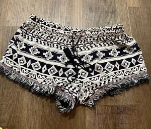 Easel Navy Blue White Geometric Shorts thumbnail 1