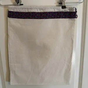 Tory Burch Cream Canvas Dust Bag With Purple And Green Accent Gold‎ Logo 12x16 thumbnail 2