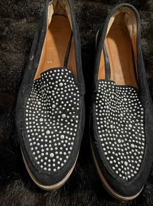 Anne Klein Women’s Black Loafers Size 9.5 stud Dorsey Slip-On Comfort Work Flats thumbnail 1
