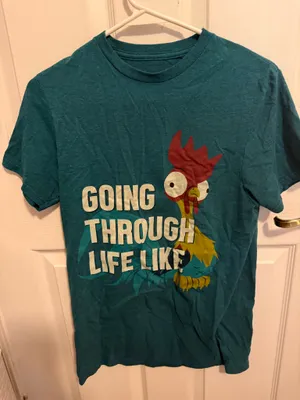Disney Moana Hei Hei Going Through Life Like Graphic T-Shirt Small Teal thumbnail 1