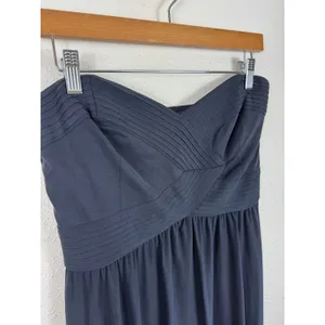 Kimchi Blue Womens Strapless Sweetheart Maxi Dress Gray Pleated Bodice Large thumbnail 3