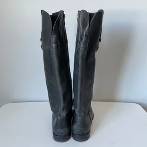 Frye Jamie Ring Tall Distressed Black Leather Riding Boots Size Women's 9 thumbnail 5