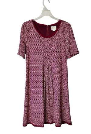 Anthropologie Maeve Dora Large Shirt Dress Red Textured Lined thumbnail 2