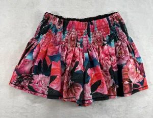 Lululemon Hot Hitter Skort Secret Garden Hot Pink Roses‎ Floral Smocked Waist 2 thumbnail 1