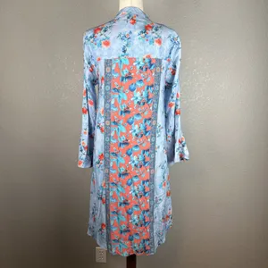 Feathers By Tolani Emilia Dress Size S Blue Floral Modal‎ Pockets Bell Sleeve thumbnail 5