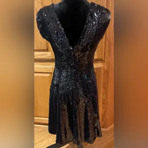 Dress the Population Marilyn Sequin Sleeveless V-Neck Mini Dress Black Sz Large‎ thumbnail 11