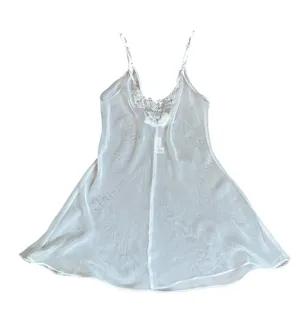 Fredericks Of Hollywood White Sheer Babydoll Mini Slip Dress Floral Embroidery thumbnail 1