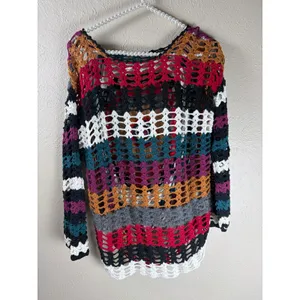 Free People Chasing Rainbows Tunic Sweater Size XS Open Knit Oversized Boho Top thumbnail 2