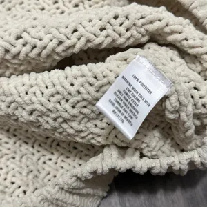 Line & Dot Cream Beige Chunky Open Cable Knit Slouchy Crewneck Sweater 1 thumbnail 5