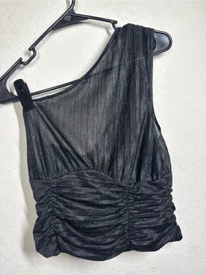 By Anthropologie One Shoulder Sheer Ruched Top Size Small thumbnail 5