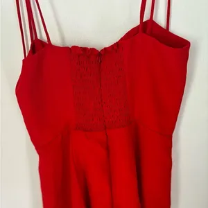 Polly Red Tie Shoulder Ruched Mini Dress Size 2 thumbnail 13