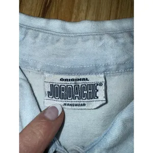 Vintage 90s Jordache Shirt Women's Medium Denim Metal‎ Buttons Tie thumbnail 4