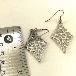 Silver tone rhinestone drop earrings Silver thumbnail 7