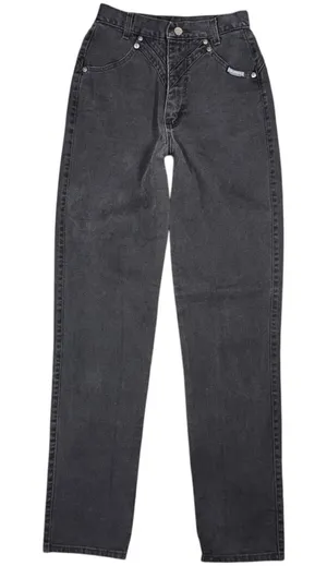 VTG 80s 90s RoughRider Circle T Black High Rise Bareback Wedgie Cowgirl Jeans thumbnail 1