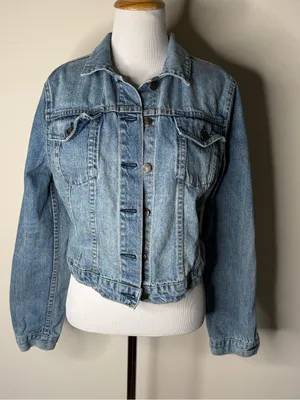 Cremieux Cropped Medium Wash Denim Jacket thumbnail 1