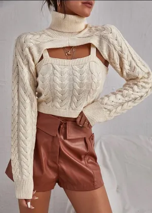 SheIn 2 Piece Knit Sweater Tank Top Set thumbnail 1