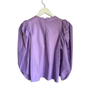 Karlie Lavender Faux Leather Puff Sleeve Top Medium Vegan Leather Blouse thumbnail 9