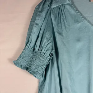 Philosophy women pullover shirt aqua short sleeve vneck gathered light fun Small thumbnail 3