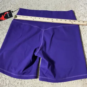 NEW Bucked Up Womens XL Yoga Purple Silver Biker Shorts High Waisted‎ Athletic thumbnail 3