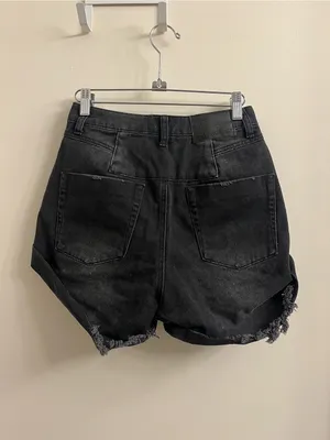 One x One Teaspoon Black Anchor Bandits Denim Shorts Size 24 thumbnail 3