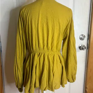 Free People Mustard One Tie Wrap Kimono size Small thumbnail 4