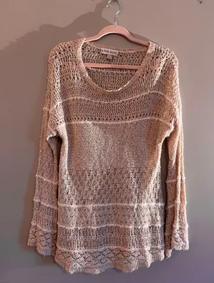 Boho Knit Sweater Tan Size L thumbnail 1