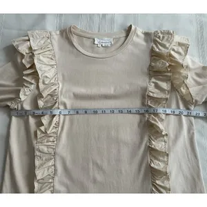 Anthropologie Karina Ruffle Top Size XL 100% Cotton Cream Ruffled Blouse Boho thumbnail 9