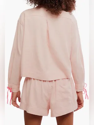 Free people close to home cotton flannel pajama set in neon peach $98 NWT. thumbnail 2