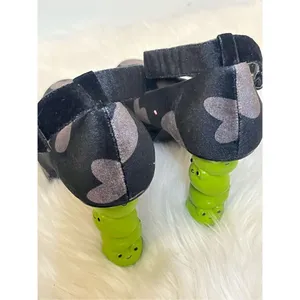 Pocketbean Retro Funky Black Heart Print Froggy Heel Shoes 9 thumbnail 4