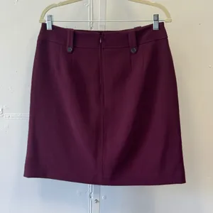 Ann Taylor LOFT Burgundy Maroon Mini Skirt Size 8 A-Line Stretch Pockets Career thumbnail 2