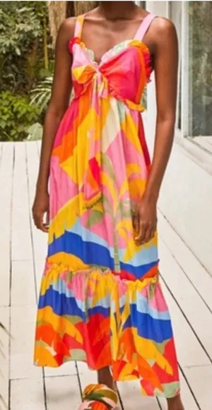 Farm Rio Tropical Sunset Maxi Dress Size small thumbnail 1
