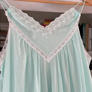 Lace Trim Chemise Nightgown in Light Blue‎ aqua thumbnail 4