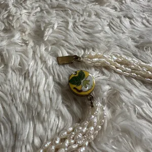 Vintage 6 Strand Freshwater Rice Irregular Pearl Necklace Cloisonne Closure thumbnail 7
