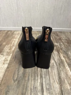 NWOB Jessica Simpson Black Leather Chain-Ankle Block Heel Pumps Size 5 thumbnail 11