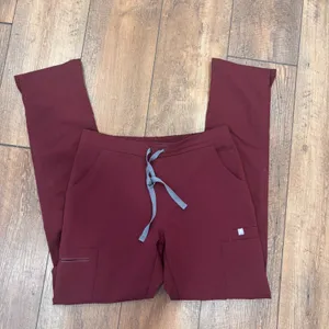 FIGS Scrub Pants Womens XS Burgundy Straight Leg Medical Hospital Nurse TW2000R thumbnail 2
