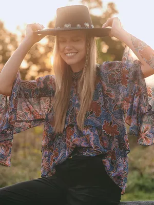 Wyeth Rochelle Boater Hat Black Wool Felt Western Heart Concho Vintage Cowgirl thumbnail 4