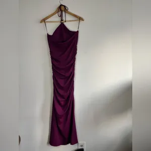 Zara Fuchsia-Purple Women’s Halter Midi Bodycon Dress‎ Size L thumbnail 5