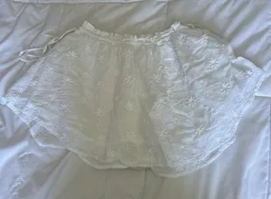 Aerie Womens Small White Side Tie Eyelet Mini Floral Skirt‎ Summer Beach Flowy thumbnail 1