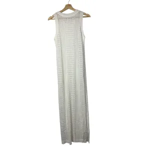 Boutique White‎ Crochet Maxi Swim Coverup M thumbnail 3