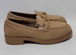 Torrid Clean Faux Suede Chunky Buckle Platform Tan Loafers Size 10 WW thumbnail 1