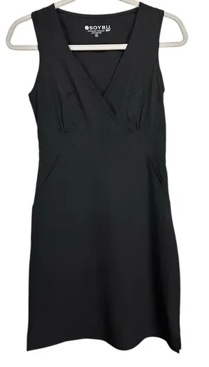 Soybu Sport Womens XS Black Casual Sleeveless Dress With Pockets NWT Knee Length thumbnail 1