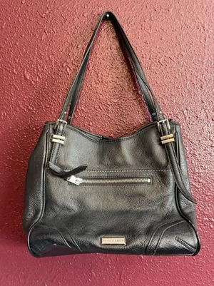 Franco Sarto Black Pebbled Leather Shoulder Bag thumbnail 1