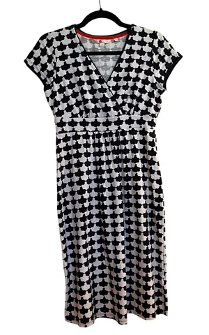 Boden Dress Short Sleeve Knee Length Navy Blue White Surplice Neck US 6/UK‎ 10 thumbnail 1