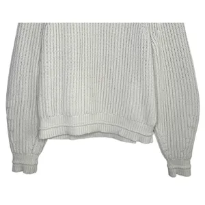 J.Crew Chunky Ribbed Crewneck Long Sleeve Pullover Sweater Stretch M Cream thumbnail 4