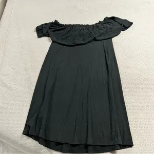 Abercrombie & Fitch Black Ruffle Trim Off the Shoulder Dress Size Small thumbnail 4